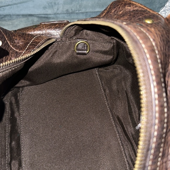 Coach distressed leather studded bag with side buckle magnetic button pockets π - Picture 11 of 14